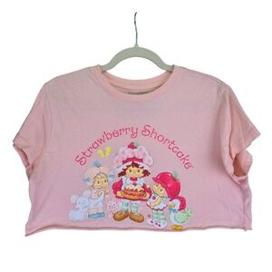 Strawberry‎ Shortcake Graphic Crop Top Small Pink Womens Cartoon 80s Kawaii Y2K